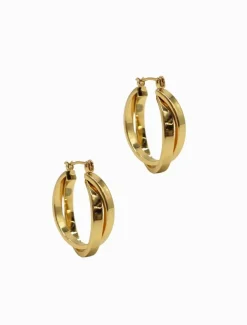 Earrings|Gold Jewellery*Zjoosh Double Hoops Gold