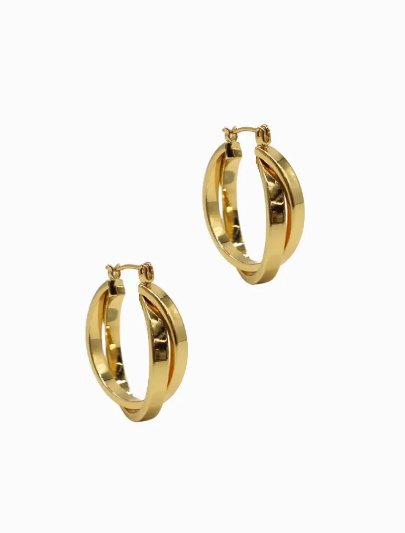 Earrings|Gold Jewellery*Zjoosh Double Hoops Gold