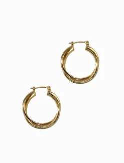 Earrings|Gold Jewellery*Zjoosh Double Hoops Gold