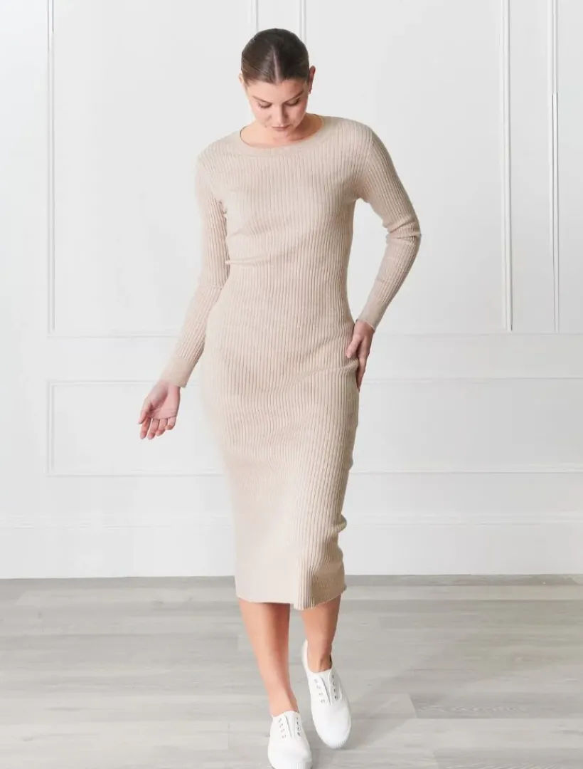 Dresses*Zjoosh Eden Rib Knit Dress Oatmeal