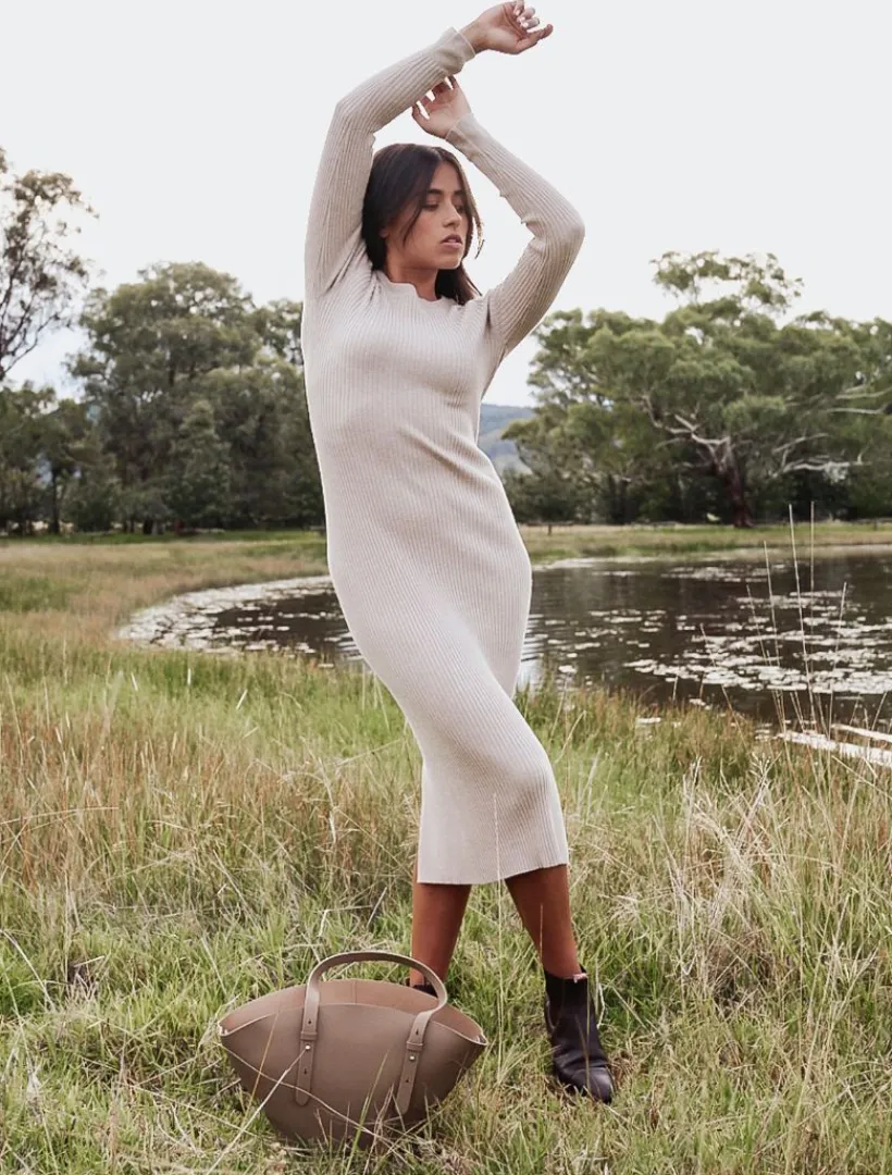 Dresses*Zjoosh Eden Rib Knit Dress Oatmeal