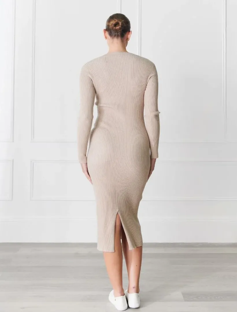 Dresses*Zjoosh Eden Rib Knit Dress Oatmeal