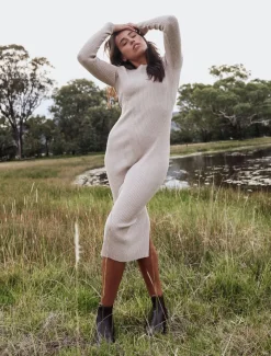 Dresses*Zjoosh Eden Rib Knit Dress Oatmeal