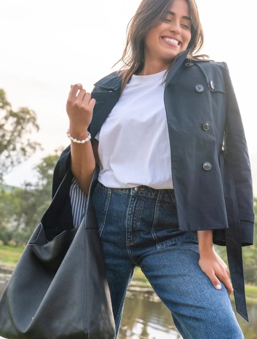 Jackets And Coats*Zjoosh Ella Cropped Trench Coat Navy