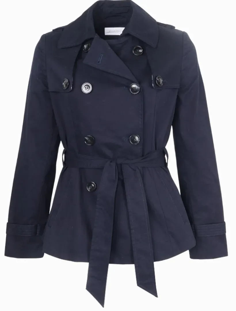 Jackets And Coats*Zjoosh Ella Cropped Trench Coat Navy