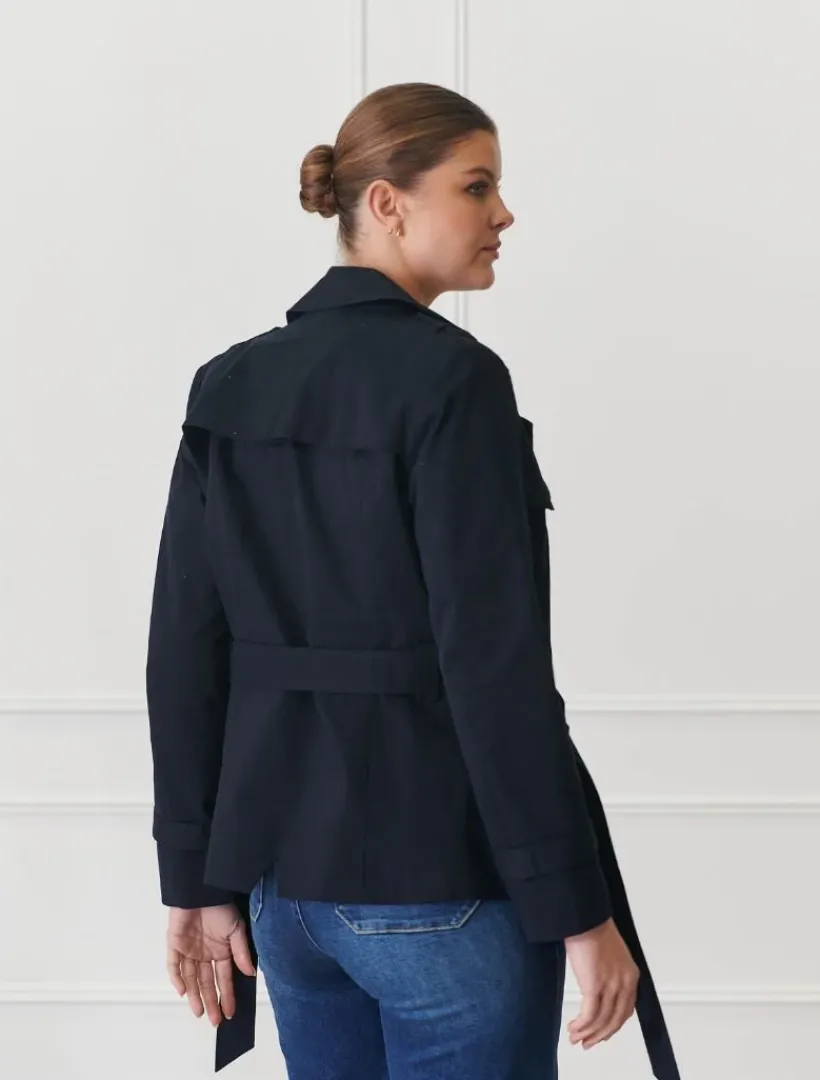 Jackets And Coats*Zjoosh Ella Cropped Trench Coat Navy