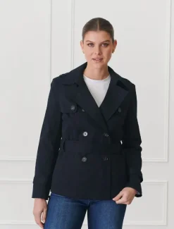 Jackets And Coats*Zjoosh Ella Cropped Trench Coat Navy