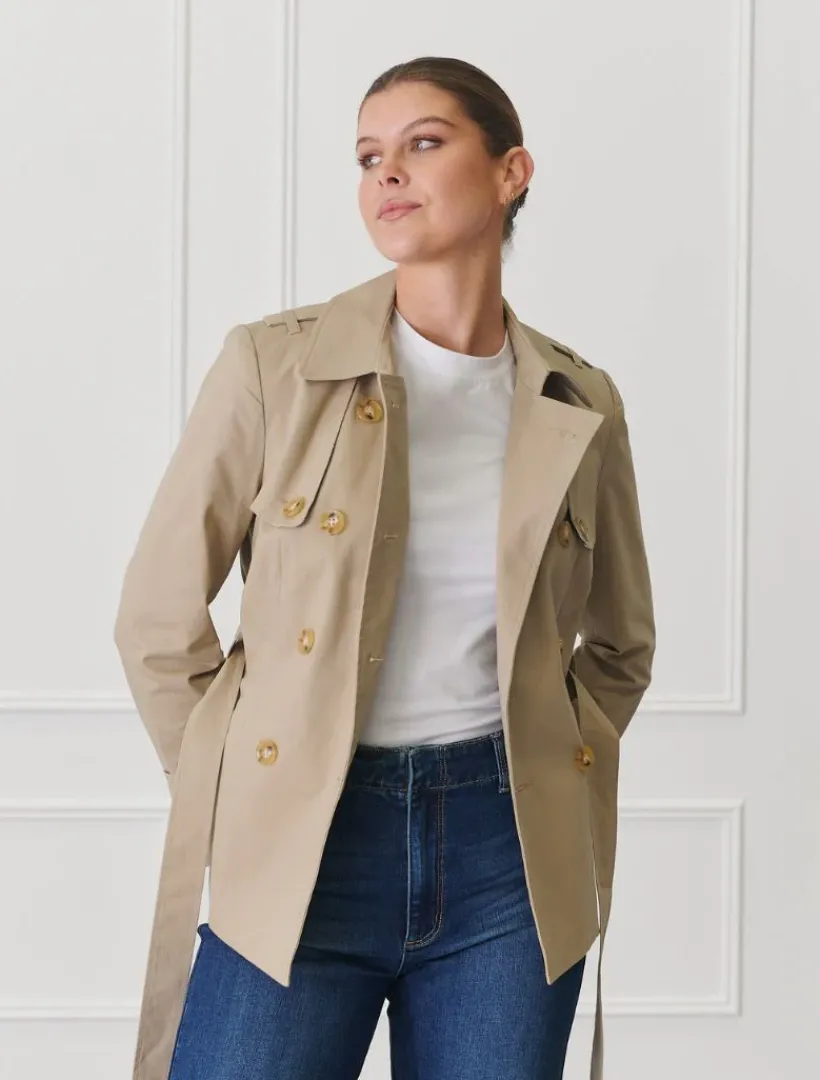 Jackets And Coats*Zjoosh Ella Cropped Trench Coat Stone