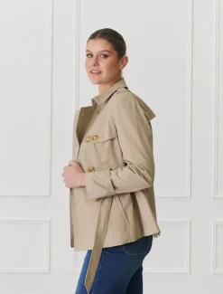 Jackets And Coats*Zjoosh Ella Cropped Trench Coat Stone