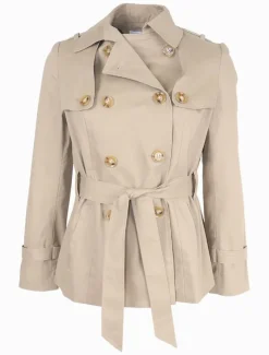Jackets And Coats*Zjoosh Ella Cropped Trench Coat Stone