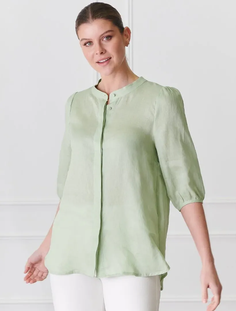 Shirts And Tops*Zjoosh Evie Linen Shirt Light Green - FINAL SALE LightGreen