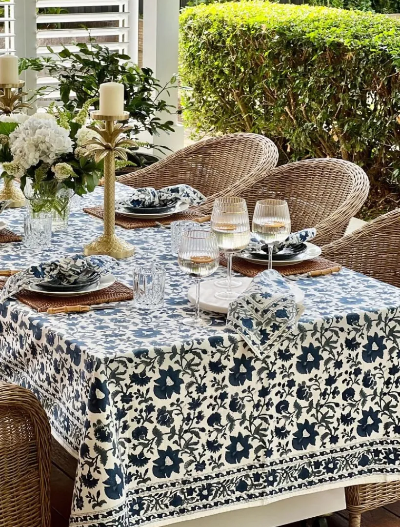 Table Linen*Zjoosh Fakistra Rectangle Tablecloth 150cm x 320cm Blue
