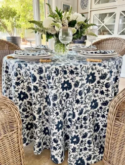 Table Linen*Zjoosh Fakistra Round Tablecloth Blue