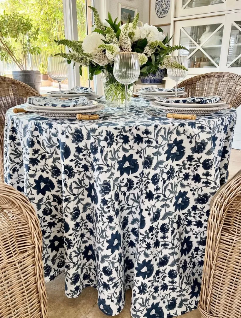 Table Linen*Zjoosh Fakistra Round Tablecloth Blue
