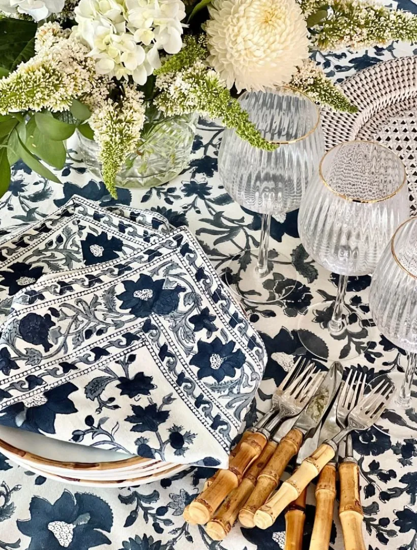 Table Linen*Zjoosh Fakistra Round Tablecloth Blue