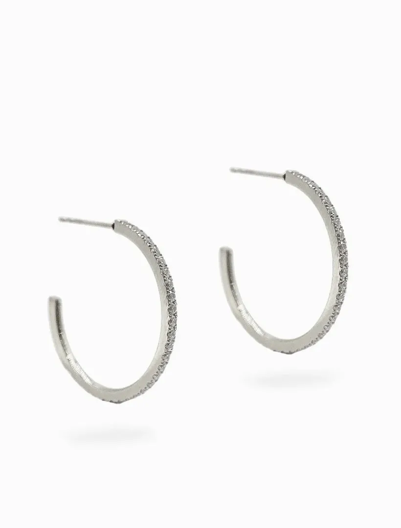Earrings|Silver Jewellery*Zjoosh Fine Crystal Hoops Silver