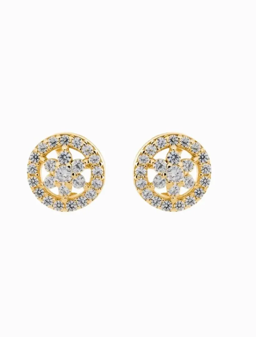 Earrings|Gold Jewellery*Sybella Flower Cubic Zirconia Studs Gold