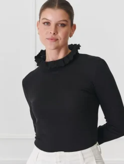 Shirts And Tops*Zjoosh Freya Frill Top Black