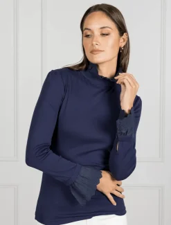 Shirts And Tops*Zjoosh Freya Frill Top Navy