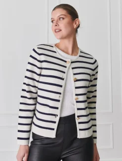 Jackets And Coats|Knits And Jumpers*Zjoosh Gabrielle Striped Knit Jacket Ivory
