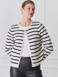 Jackets And Coats|Knits And Jumpers*Zjoosh Gabrielle Striped Knit Jacket Ivory