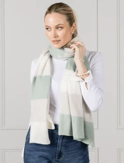 Cashmere Scarves|Scarves*Zjoosh Gelato Striped Scarf Sage