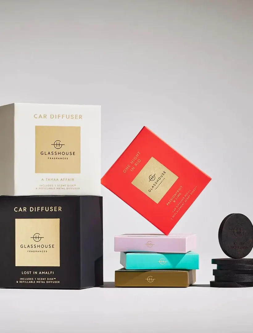 Car Diffusers|Diffusers*Glasshouse Fragrances Gold Car Diffuser A Tahaa Affair