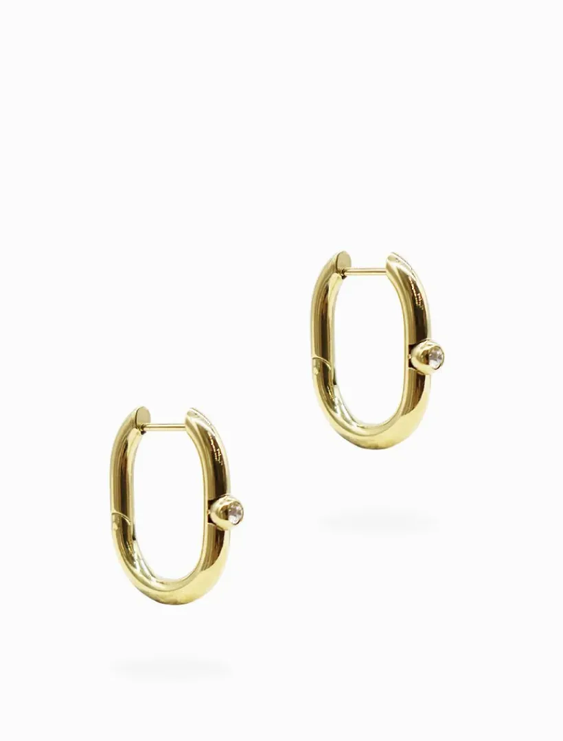 Earrings|Gold Jewellery*Zjoosh Gold and 1 Crystal Hinged Hoops