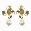 Pearl Jewellery|Earrings*Zjoosh Gold Flower Pearl Drops