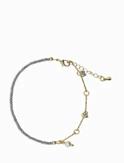 Pearl Jewellery|Bangles And Bracelets*Zjoosh Grey Stone Pearl and Gold Bracelet
