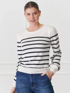 Knits And Jumpers*Zjoosh Gwynie Knit Navy White NavyWhite