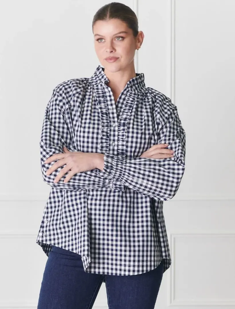 Shirts And Tops*Zjoosh Hartford Pop Over Shirt Navy