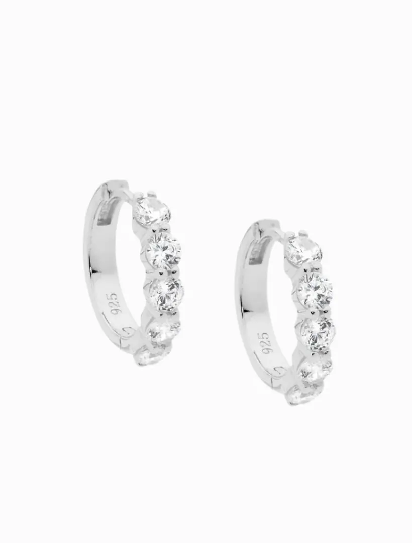 Earrings|Silver Jewellery*Ellani Hoop Earrings Cubic Zirconia Rhodium