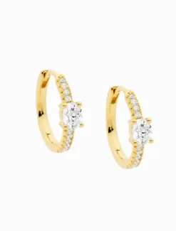 Earrings|Gold Jewellery*Ellani Hoop Earrings Oval Cubic Zirconia Gold