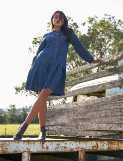 Dresses*Zjoosh Indie Denim Dress Dark Indigo DarkIndigo