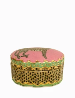 Home Ornaments|Ceramics*3rd Party Other Isla Trinket Box Leopardo Green Pink