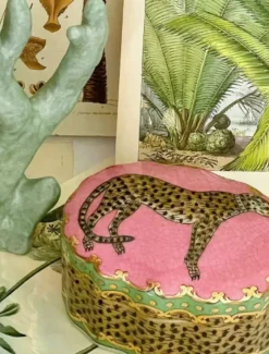 Home Ornaments|Ceramics*3rd Party Other Isla Trinket Box Leopardo Green Pink
