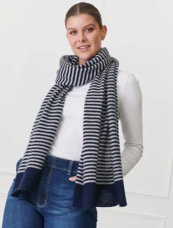 Cashmere Scarves|Scarves*Zjoosh Joseph Cashmere Scarf Navy grey NavyGrey