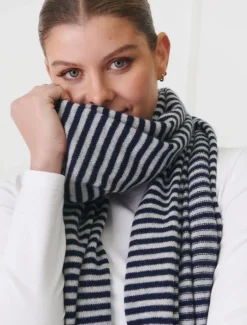 Cashmere Scarves|Scarves*Zjoosh Joseph Cashmere Scarf Navy grey NavyGrey