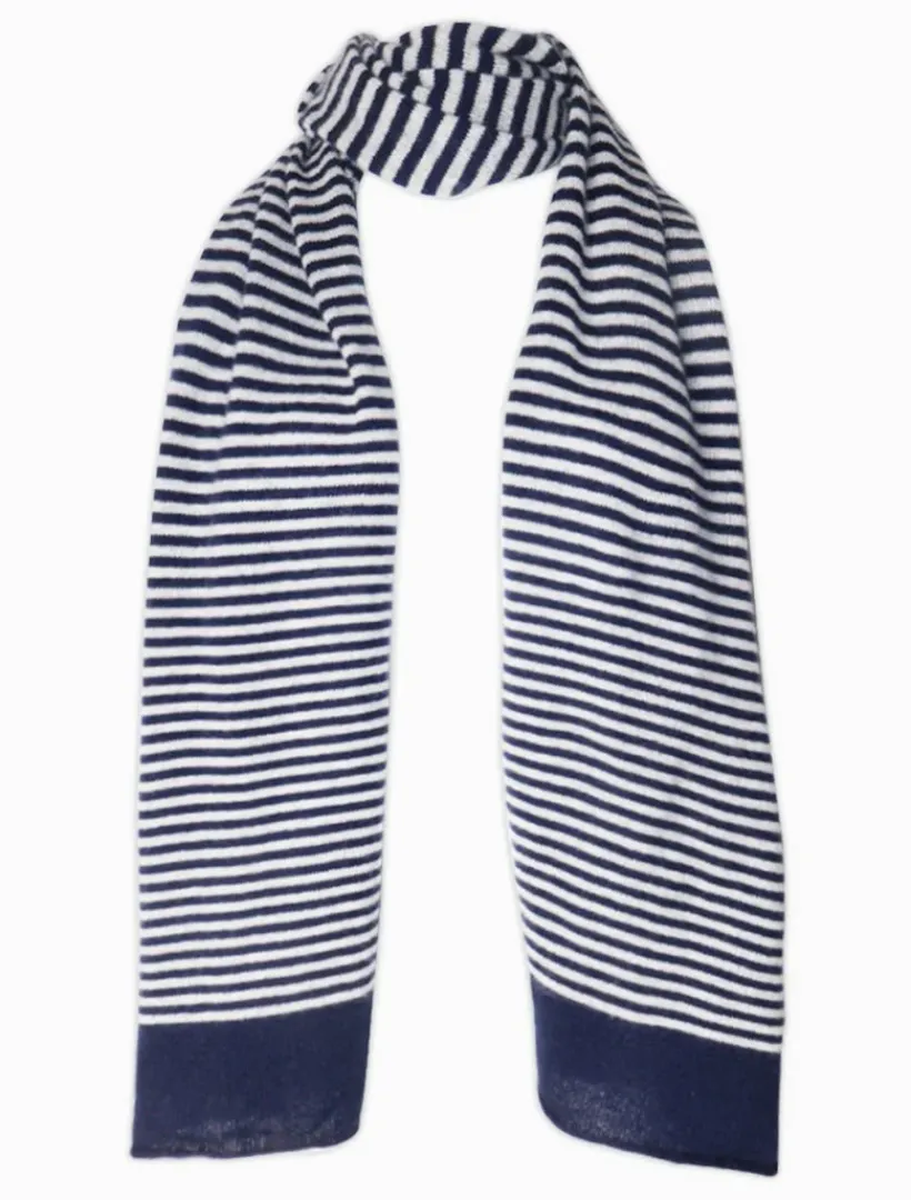 Cashmere Scarves|Scarves*Zjoosh Joseph Cashmere Scarf Navy grey NavyGrey
