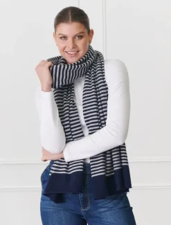 Cashmere Scarves|Scarves*Zjoosh Joseph Cashmere Scarf Navy grey NavyGrey