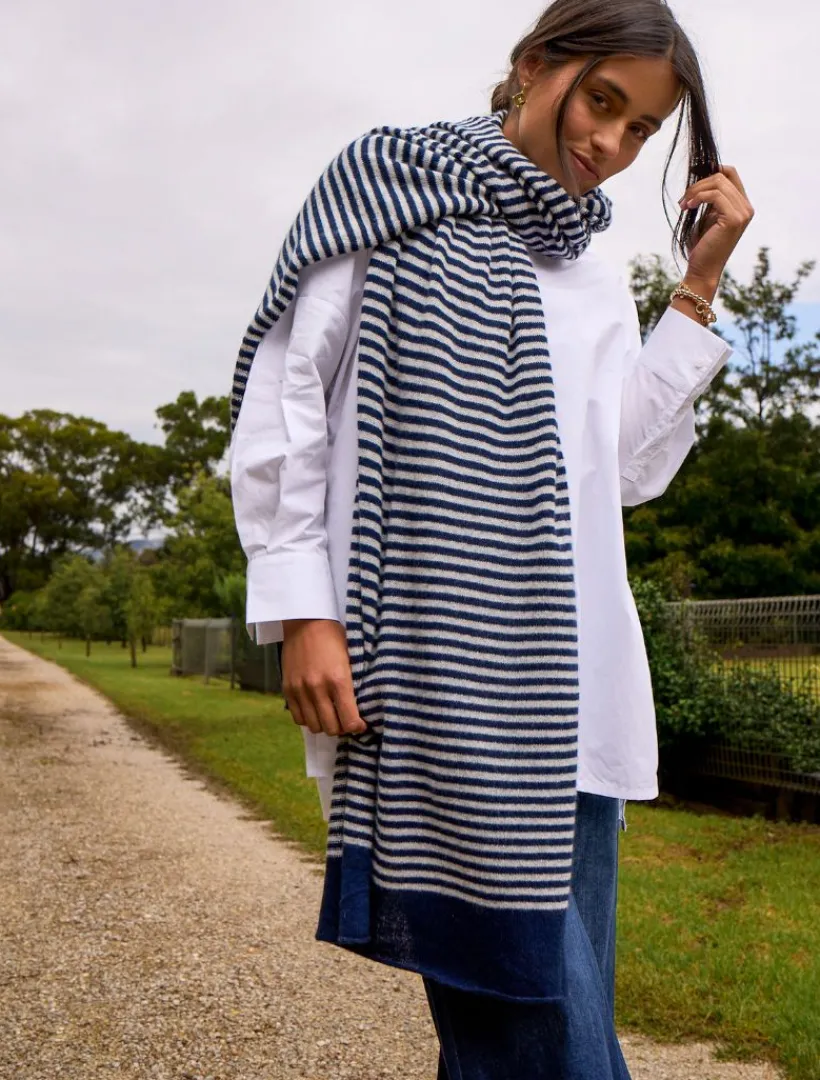 Cashmere Scarves|Scarves*Zjoosh Joseph Cashmere Scarf Navy grey NavyGrey