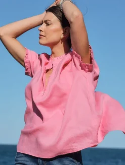 Shirts And Tops*Zjoosh Kell Bell Linen Shirt Pink