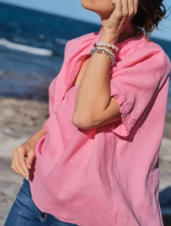 Shirts And Tops*Zjoosh Kell Bell Linen Shirt Pink