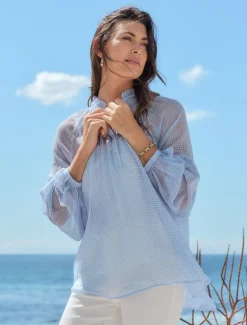 Shirts And Tops*Zjoosh Kell Gingham Top Ice Blue- FINAL SALE IceBlue