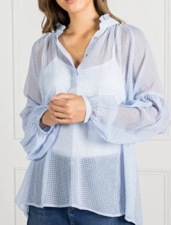 Shirts And Tops*Zjoosh Kell Gingham Top Ice Blue- FINAL SALE IceBlue