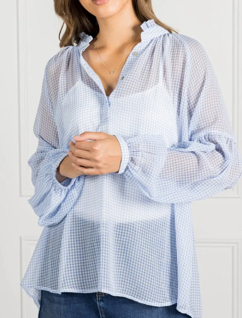 Shirts And Tops*Zjoosh Kell Gingham Top Ice Blue- FINAL SALE IceBlue
