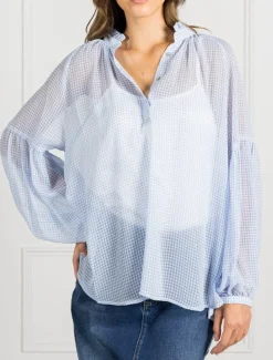 Shirts And Tops*Zjoosh Kell Gingham Top Ice Blue- FINAL SALE IceBlue