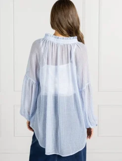 Shirts And Tops*Zjoosh Kell Gingham Top Ice Blue- FINAL SALE IceBlue