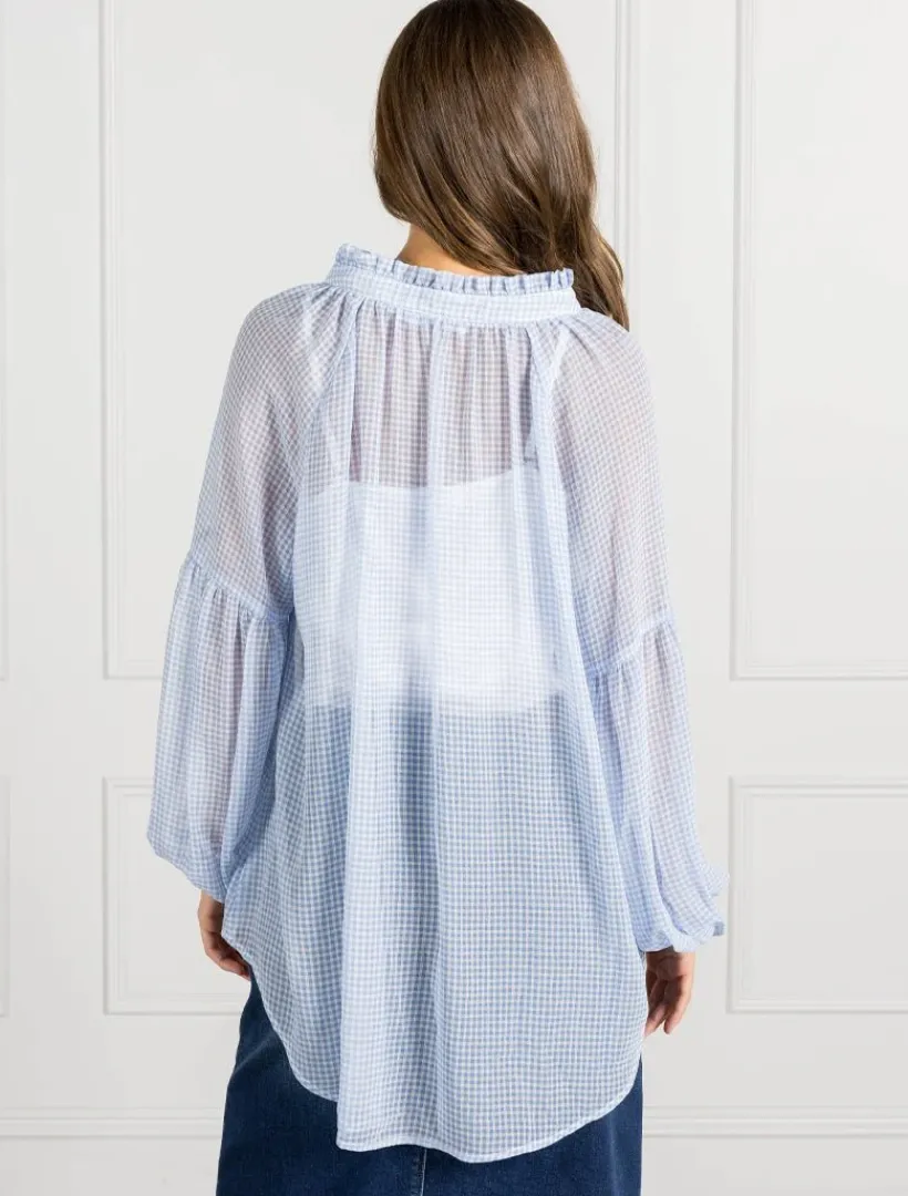 Shirts And Tops*Zjoosh Kell Gingham Top Ice Blue- FINAL SALE IceBlue